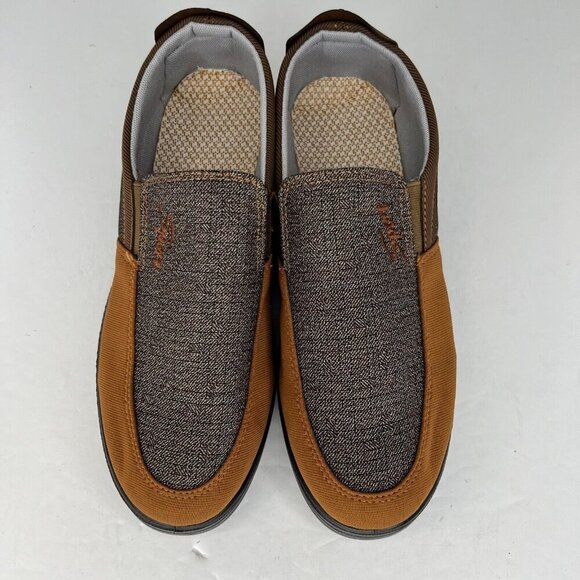 Mens Brown and Gray Breathable Casual Soft Soled Slip On Size 7.5 Loafers - Picture 4 of 9
